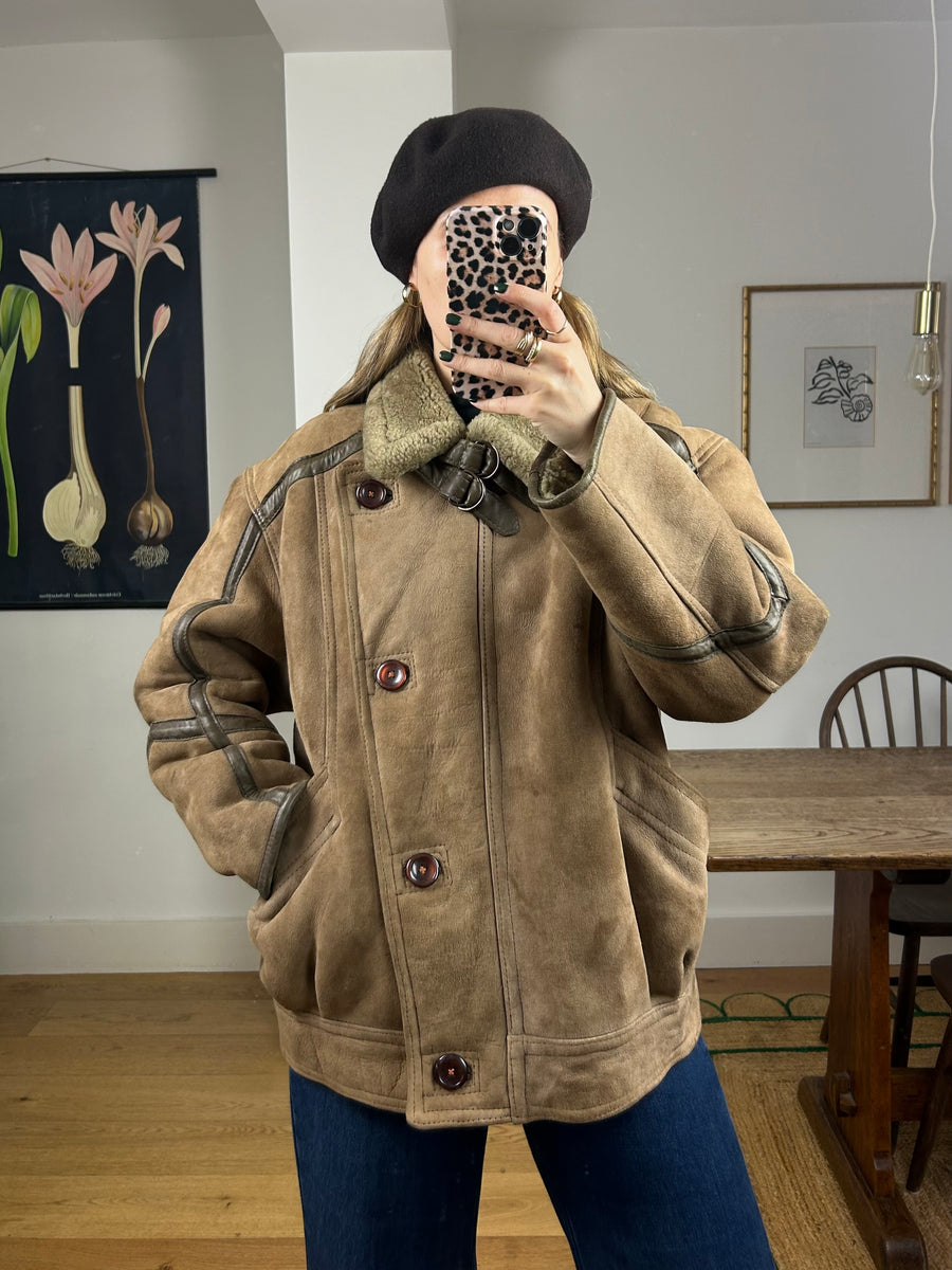 Shearling Aviator Jacket - M