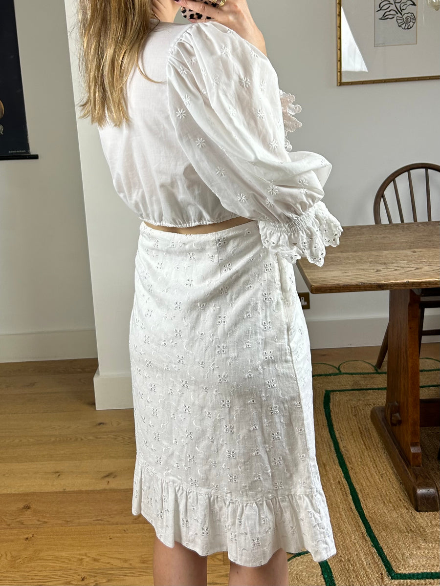 White Broderie Anglaise Skirt - UK 12