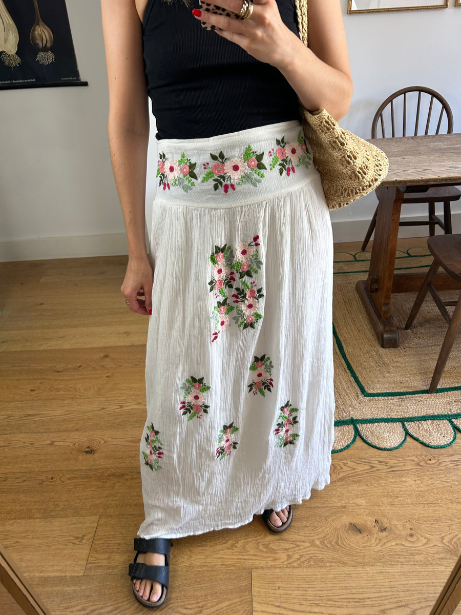 Embroidered Cotton Skirt - UK 10